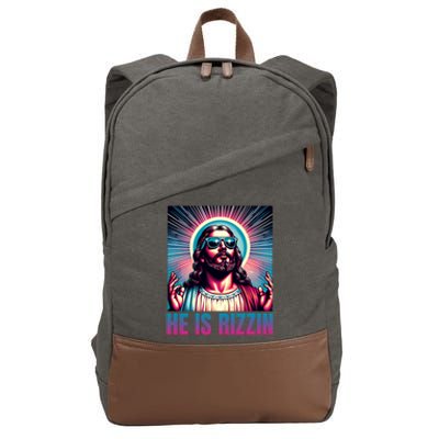 He Is Rizzin Jesus Is Rizzen Cotton Canvas Backpack