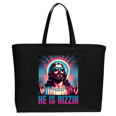 He Is Rizzin Jesus Is Rizzen Cotton Canvas Jumbo Tote