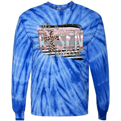 He Is Risen Jesus Christian Happy Easter Leopard Gift Tie-Dye Long Sleeve Shirt