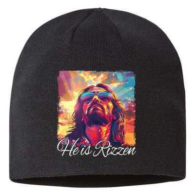 He Is Rizzen Jesus Trending Design Sustainable Beanie