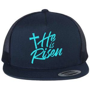 He Is Risen Christian Easter Flat Bill Trucker Hat