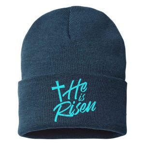 He Is Risen Christian Easter Sustainable Knit Beanie