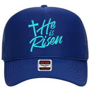 He Is Risen Christian Easter High Crown Mesh Back Trucker Hat