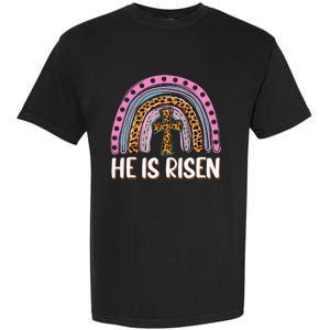 He is Risen Jesus Christian Happy Easter Floral Wreath Garment-Dyed Heavyweight T-Shirt