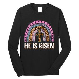 He is Risen Jesus Christian Happy Easter Floral Wreath Long Sleeve Shirt