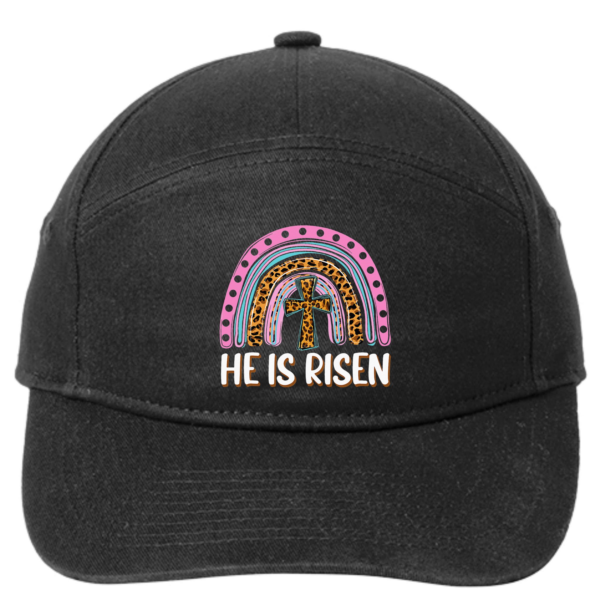 He is Risen Jesus Christian Happy Easter Floral Wreath 7-Panel Snapback Hat