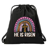 He is Risen Jesus Christian Happy Easter Floral Wreath Drawstring Bag