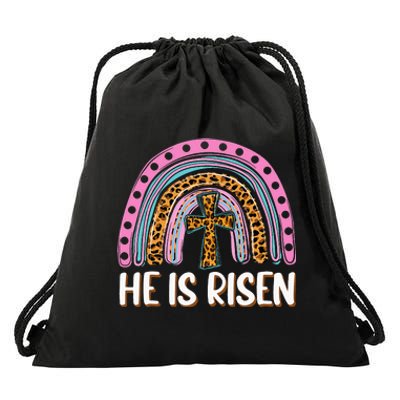 He is Risen Jesus Christian Happy Easter Floral Wreath Drawstring Bag