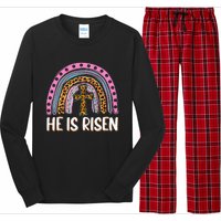 He is Risen Jesus Christian Happy Easter Floral Wreath Long Sleeve Pajama Set