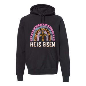 He is Risen Jesus Christian Happy Easter Floral Wreath Premium Hoodie