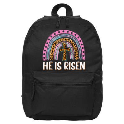 He is Risen Jesus Christian Happy Easter Floral Wreath 16 in Basic Backpack