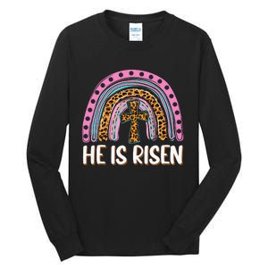 He is Risen Jesus Christian Happy Easter Floral Wreath Tall Long Sleeve T-Shirt