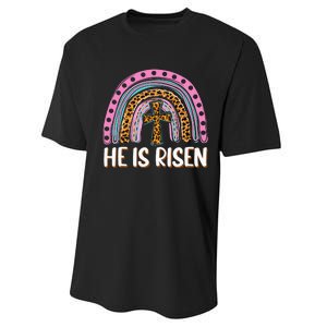 He is Risen Jesus Christian Happy Easter Floral Wreath Performance Sprint T-Shirt