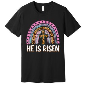 He is Risen Jesus Christian Happy Easter Floral Wreath Premium T-Shirt