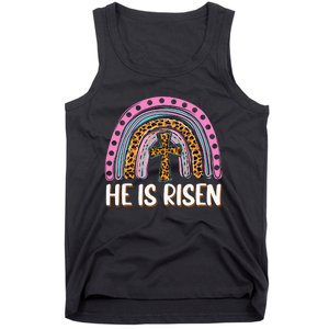 He is Risen Jesus Christian Happy Easter Floral Wreath Tank Top