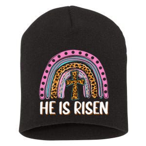 He is Risen Jesus Christian Happy Easter Floral Wreath Short Acrylic Beanie