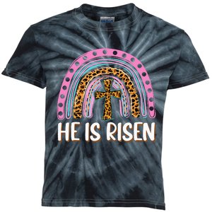 He is Risen Jesus Christian Happy Easter Floral Wreath Kids Tie-Dye T-Shirt