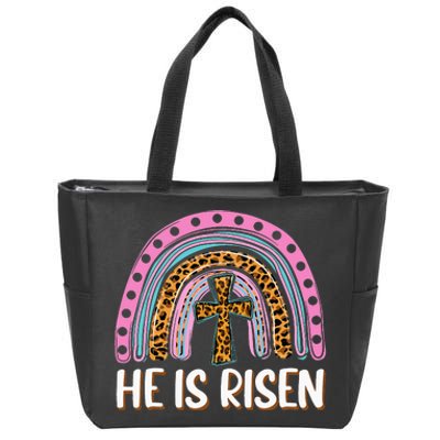 He is Risen Jesus Christian Happy Easter Floral Wreath Zip Tote Bag