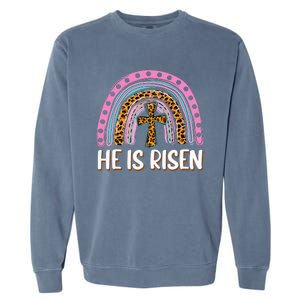 He is Risen Jesus Christian Happy Easter Floral Wreath Garment-Dyed Sweatshirt