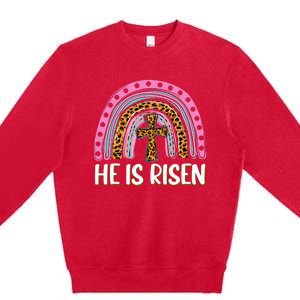 He is Risen Jesus Christian Happy Easter Floral Wreath Premium Crewneck Sweatshirt