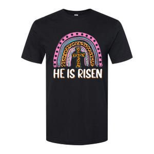 He is Risen Jesus Christian Happy Easter Floral Wreath Softstyle CVC T-Shirt