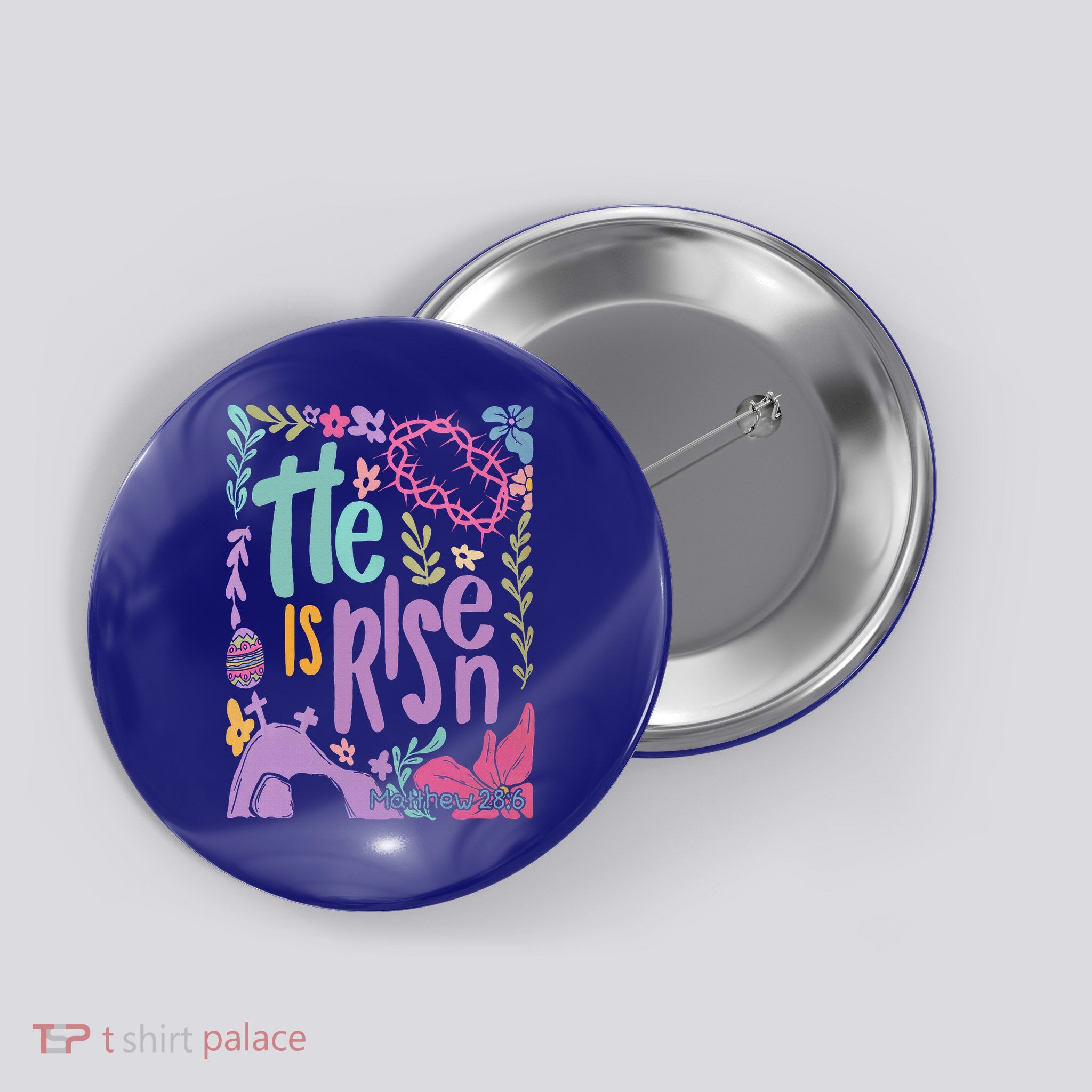 He Is Risen Matthew 286 Easter Bible Button