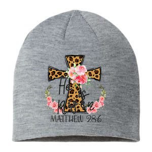 He is Risen Jesus Christian Happy Easter Floral Leopard Sustainable Beanie