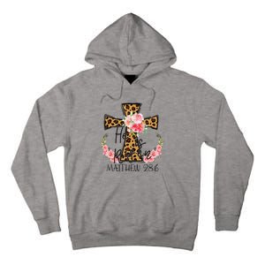 He is Risen Jesus Christian Happy Easter Floral Leopard Tall Hoodie