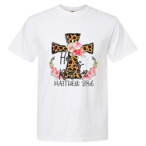 He is Risen Jesus Christian Happy Easter Floral Leopard Garment-Dyed Heavyweight T-Shirt