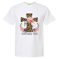 He is Risen Jesus Christian Happy Easter Floral Leopard Garment-Dyed Heavyweight T-Shirt