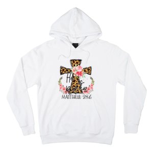 He is Risen Jesus Christian Happy Easter Floral Leopard Hoodie