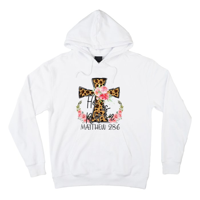 He is Risen Jesus Christian Happy Easter Floral Leopard Hoodie