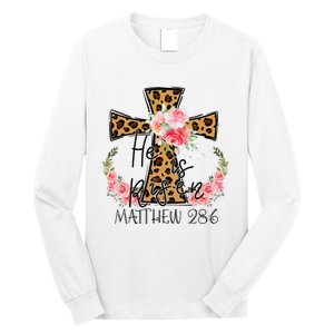 He is Risen Jesus Christian Happy Easter Floral Leopard Long Sleeve Shirt