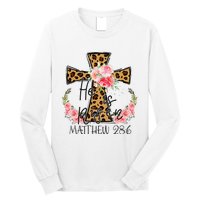 He is Risen Jesus Christian Happy Easter Floral Leopard Long Sleeve Shirt