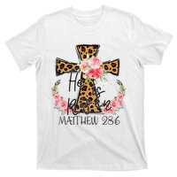 He is Risen Jesus Christian Happy Easter Floral Leopard T-Shirt