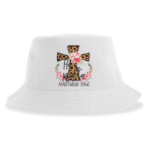 He is Risen Jesus Christian Happy Easter Floral Leopard Sustainable Bucket Hat