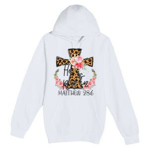 He is Risen Jesus Christian Happy Easter Floral Leopard Premium Pullover Hoodie