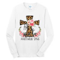 He is Risen Jesus Christian Happy Easter Floral Leopard Tall Long Sleeve T-Shirt