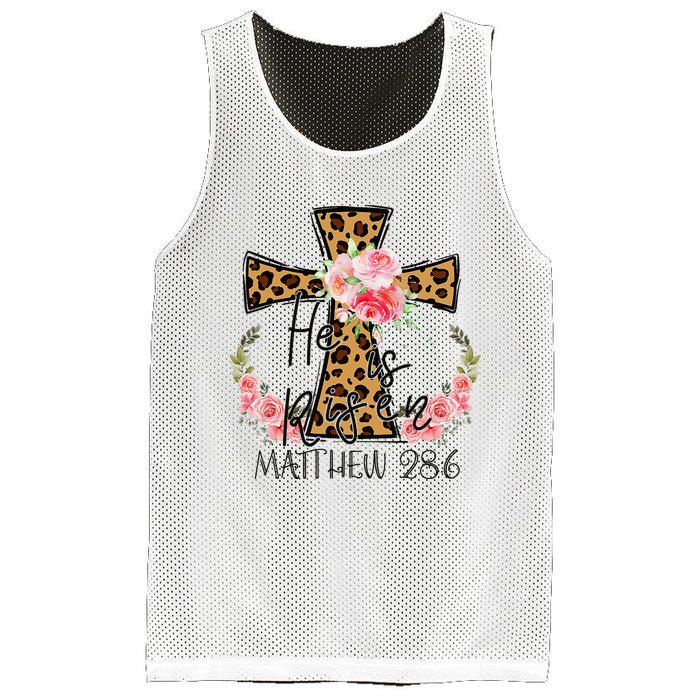 He is Risen Jesus Christian Happy Easter Floral Leopard Mesh Reversible Basketball Jersey Tank