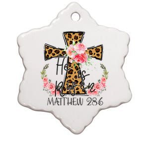 He is Risen Jesus Christian Happy Easter Floral Leopard Ceramic Star Ornament