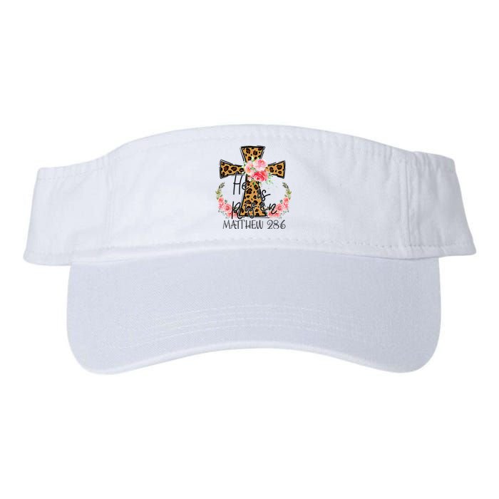 He is Risen Jesus Christian Happy Easter Floral Leopard Valucap Bio-Washed Visor