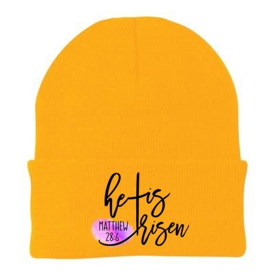 He Is Risen Matthew 28 6 Easter Day Good Friday Cross Design Gift Knit Cap Winter Beanie