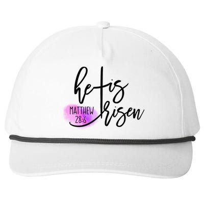 He Is Risen Matthew 28 6 Easter Day Good Friday Cross Design Gift Snapback Five-Panel Rope Hat