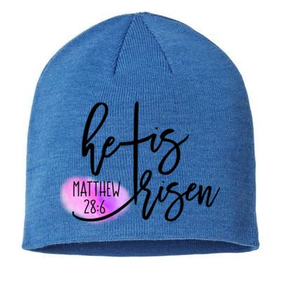 He Is Risen Matthew 28 6 Easter Day Good Friday Cross Design Gift Sustainable Beanie