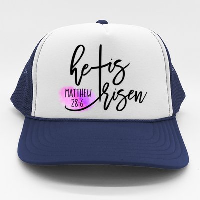 He Is Risen Matthew 28 6 Easter Day Good Friday Cross Design Gift Trucker Hat