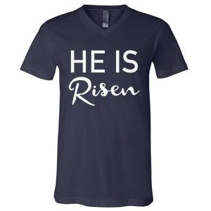 He Is Risen Christian Graphic Faith Easter V-Neck T-Shirt