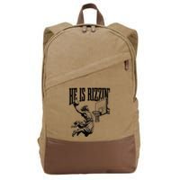 He Is Rizzin Funny Jesus Basketball Easter Meme Cotton Canvas Backpack