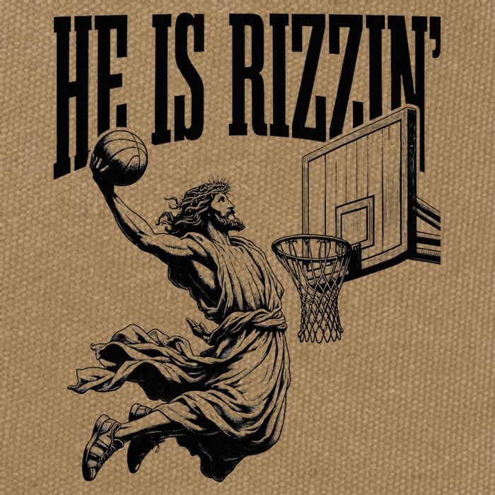 He Is Rizzin Funny Jesus Basketball Easter Meme Cotton Canvas Backpack