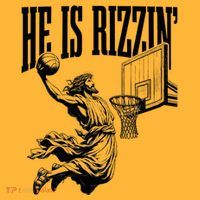 He Is Rizzin Funny Jesus Basketball Easter Meme Pom Pom 12in Knit Beanie