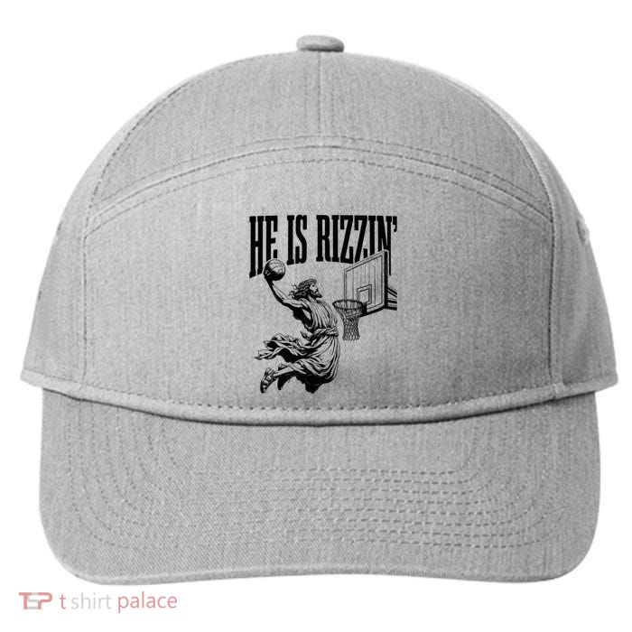 He Is Rizzin Funny Jesus Basketball Easter Meme 7-Panel Snapback Hat